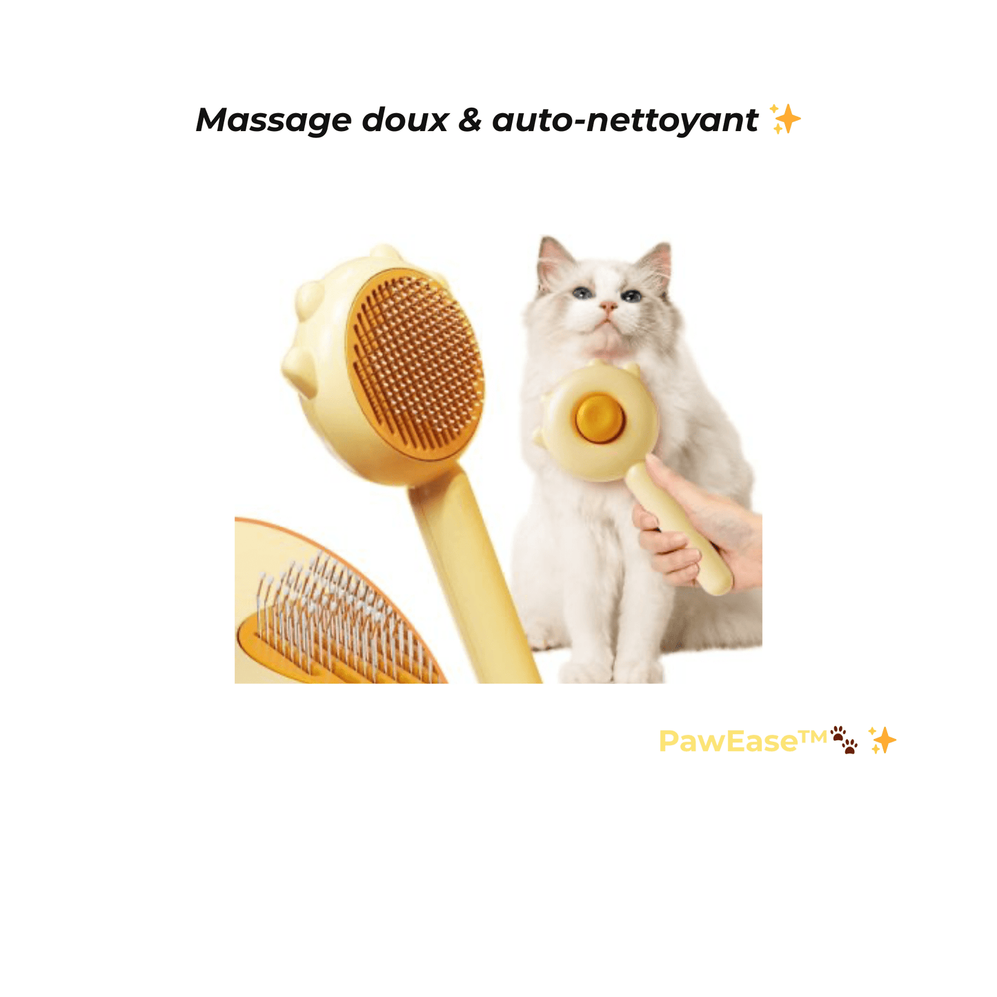 Brosse de Toilettage Auto - Nettoyante PawEase™ – Massage Doux & Poils Éliminés Facilement – brosse de toilettage pour animaux | PawEase